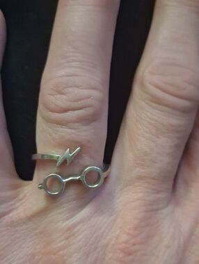 Silver Harry Potter Lightning Bolt & Glasses Ring